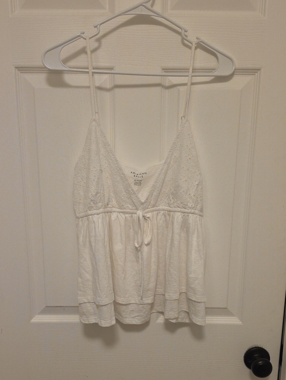 NWT XL American Eagle Outfitters White Eyelet Tie-Front Camisole